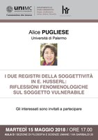 Alice PUGLIESE: i registri della soggettività in HUSSERL
