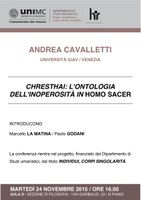 CHRESTAI: l’ontologia dell’inoperosità in Homo sacer di G. AGAMBEN