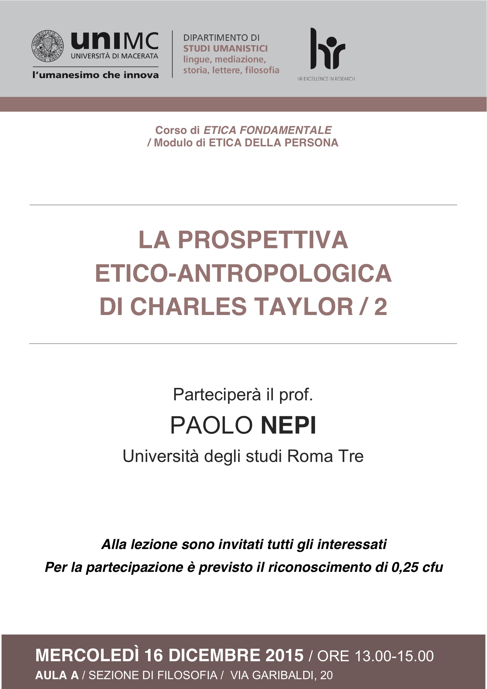 La prospettiva ETICO-ANTROPOLOGICA di Ch. TAYLOR
