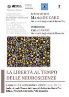 Mario DE CARO, La LIBERTA' al tempo delle NEUROSCIENZE