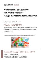 NARRAZIONI educative. I mondi possibili lungo i SENTIERIdella FILOSOFIA
