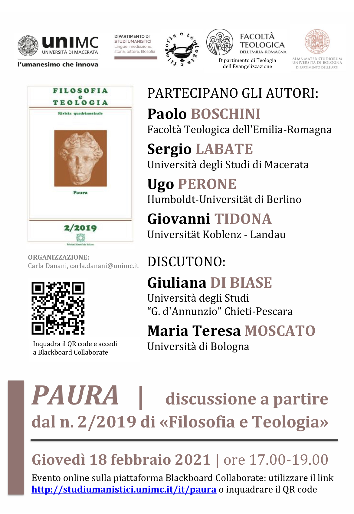 PAURA: Discussione a partire dal n. 2/2019 di "Filosofia e Teologia"