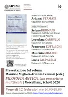 Presentazione del volume a cura di Maurizio MIGLIORI e Arianna FERMANI, Filosofia ANTICA. Una prospettiva MULTIFOCALE