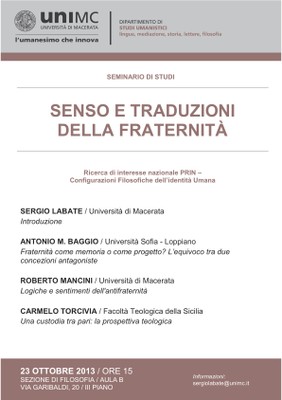 SENSO E TRADUZIONI DELLA FRATERNITA'