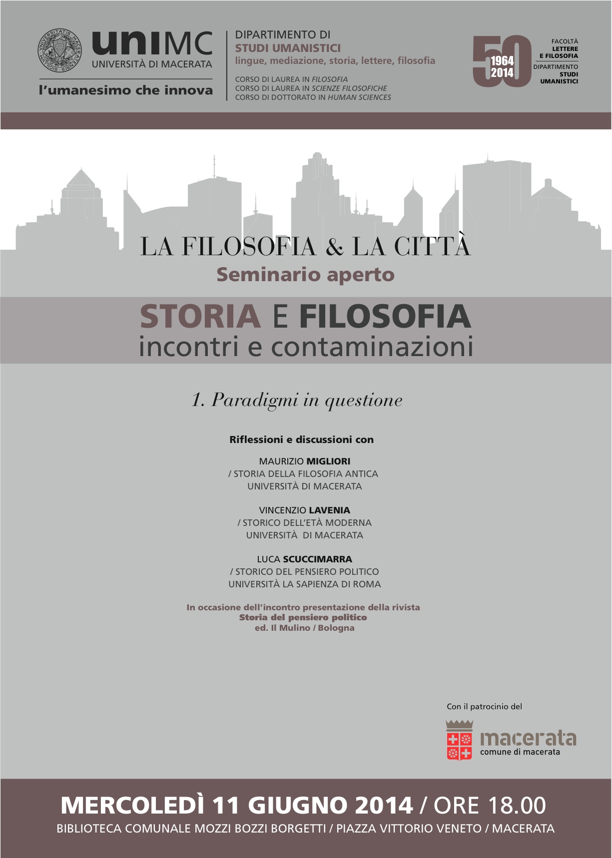 STORIA e FILOSOFIA: incontri e contaminazioni