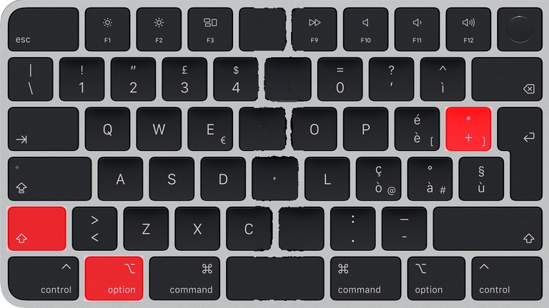 Tasti Option+Maiusc+] per digitare graffa chiusa su Mac