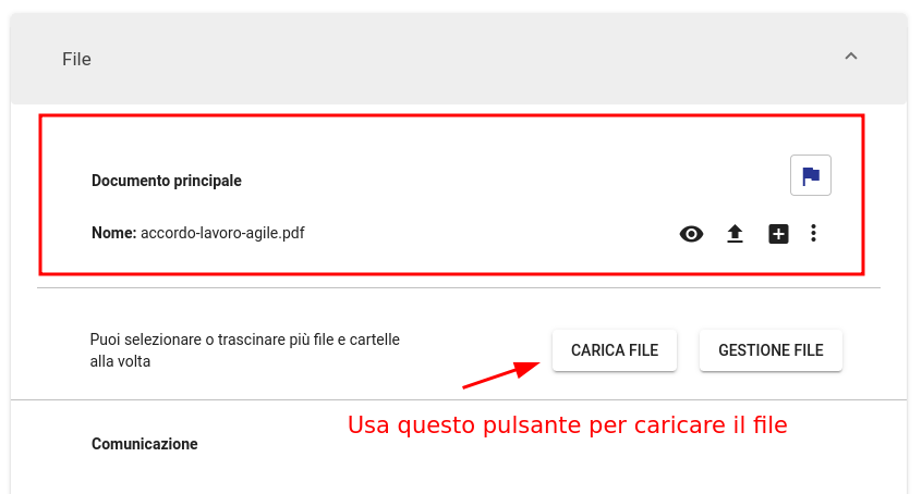 File accordo lavoro agile, caricamento