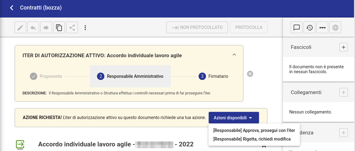Passo Responsabile Amministrativo, azioni responsabile