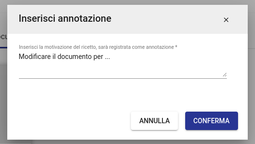 Richiesta motivazione del rigetto