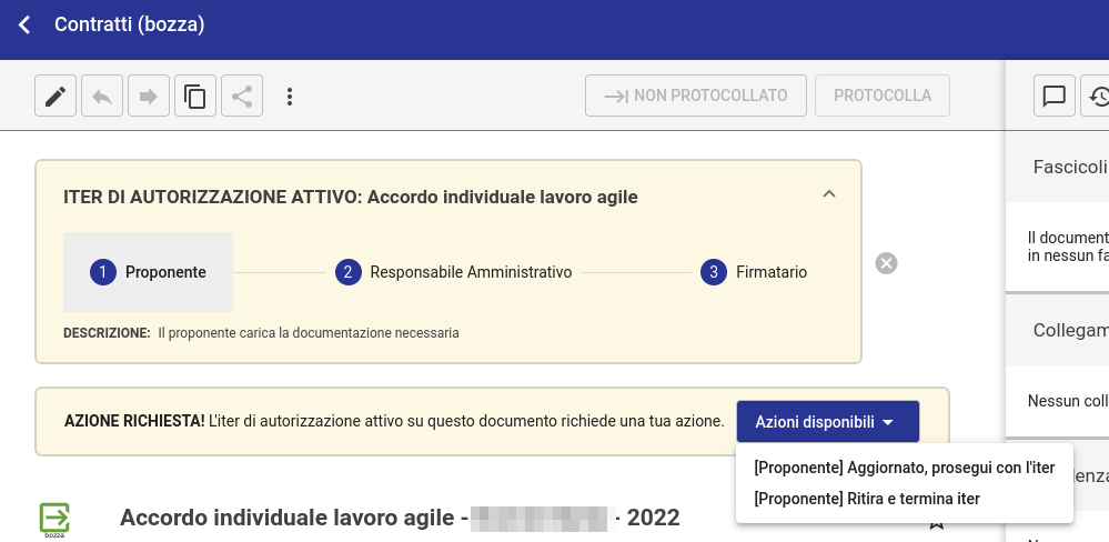 Proponente, modifica accordo