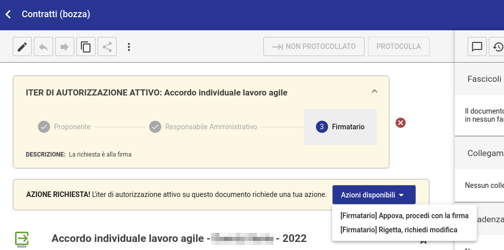 Passo Firmatario, azioni