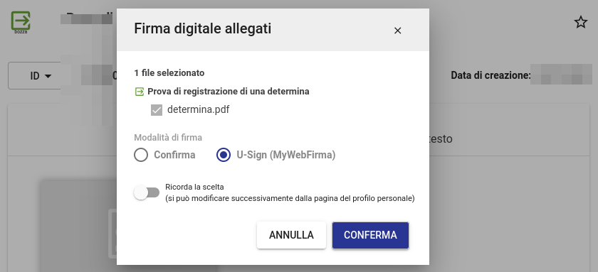 Passo Dirigente firma della determina