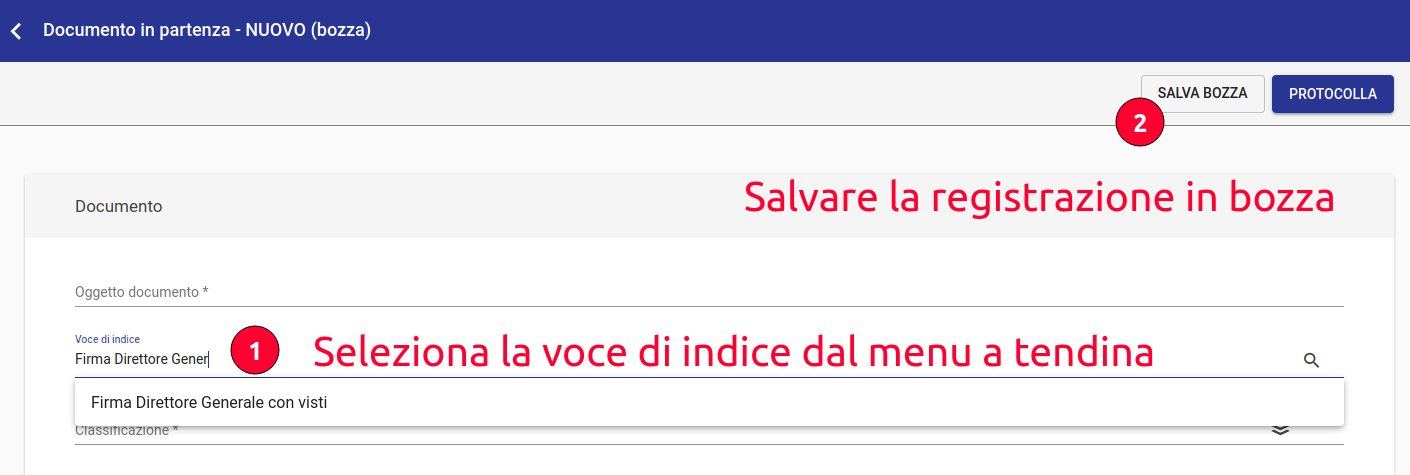 Titulus: registrazione in bozza