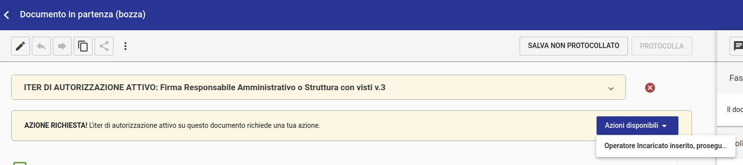 Titulus 5: operatore incaricato inserito, azione prosegui con l'iter