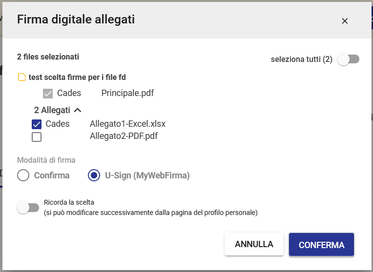 Titulus 5: firma rettore scelta file e firma, firma