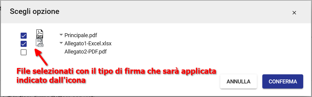 Titulus: firma rettore, scelta file e tipo firma, selezione file