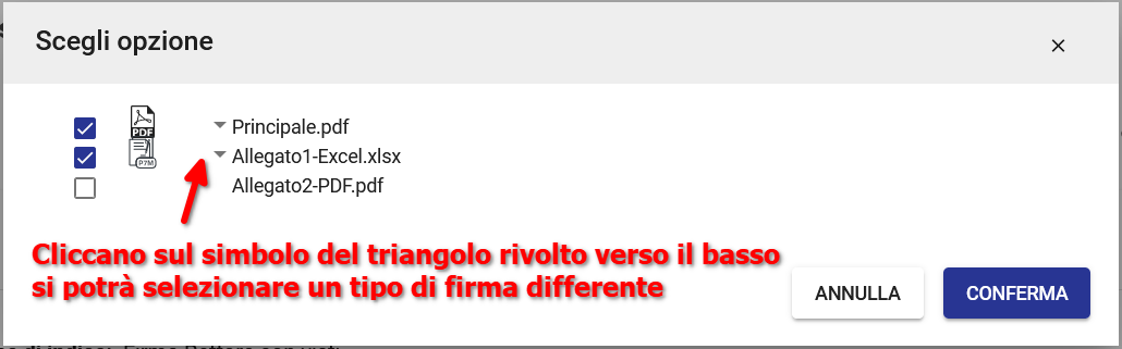 Titulus: firma rettore, scelta file e tipo firma, cambio tipo firma