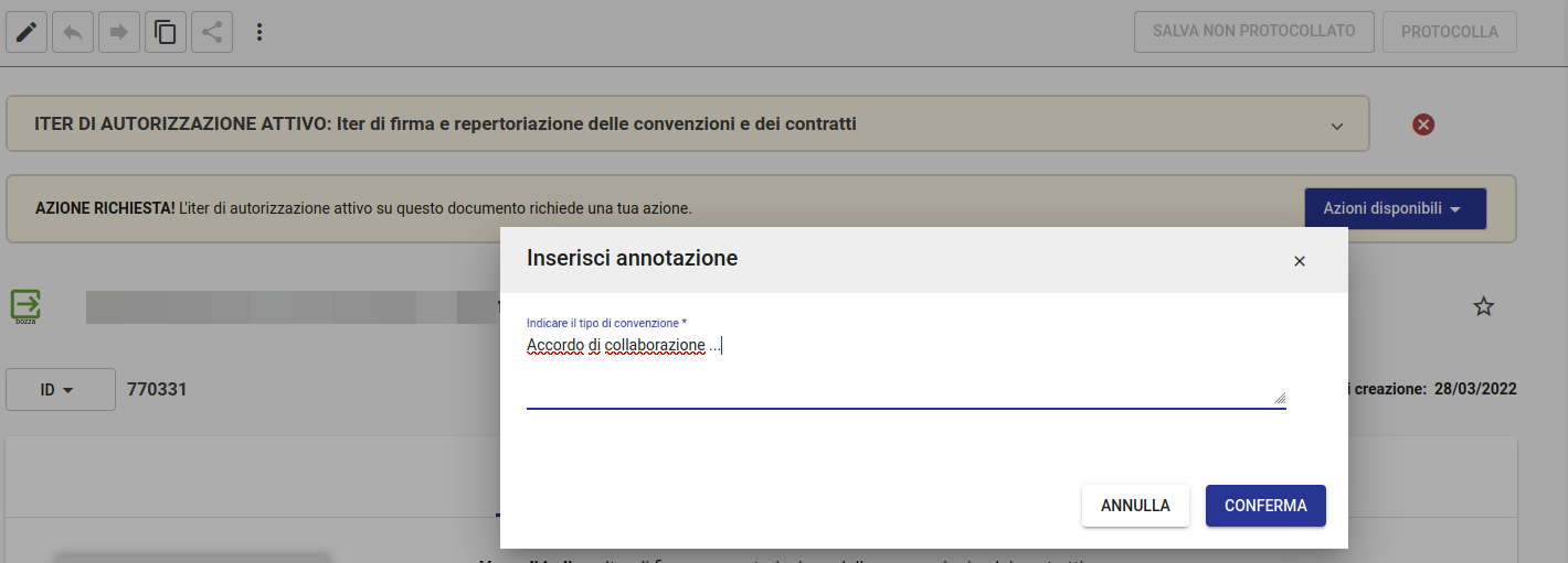 TItulus 5: inserimento descrizone convenzione o contratto