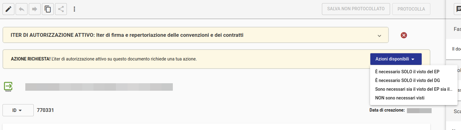 TItulus 5: azioni per visto e firma