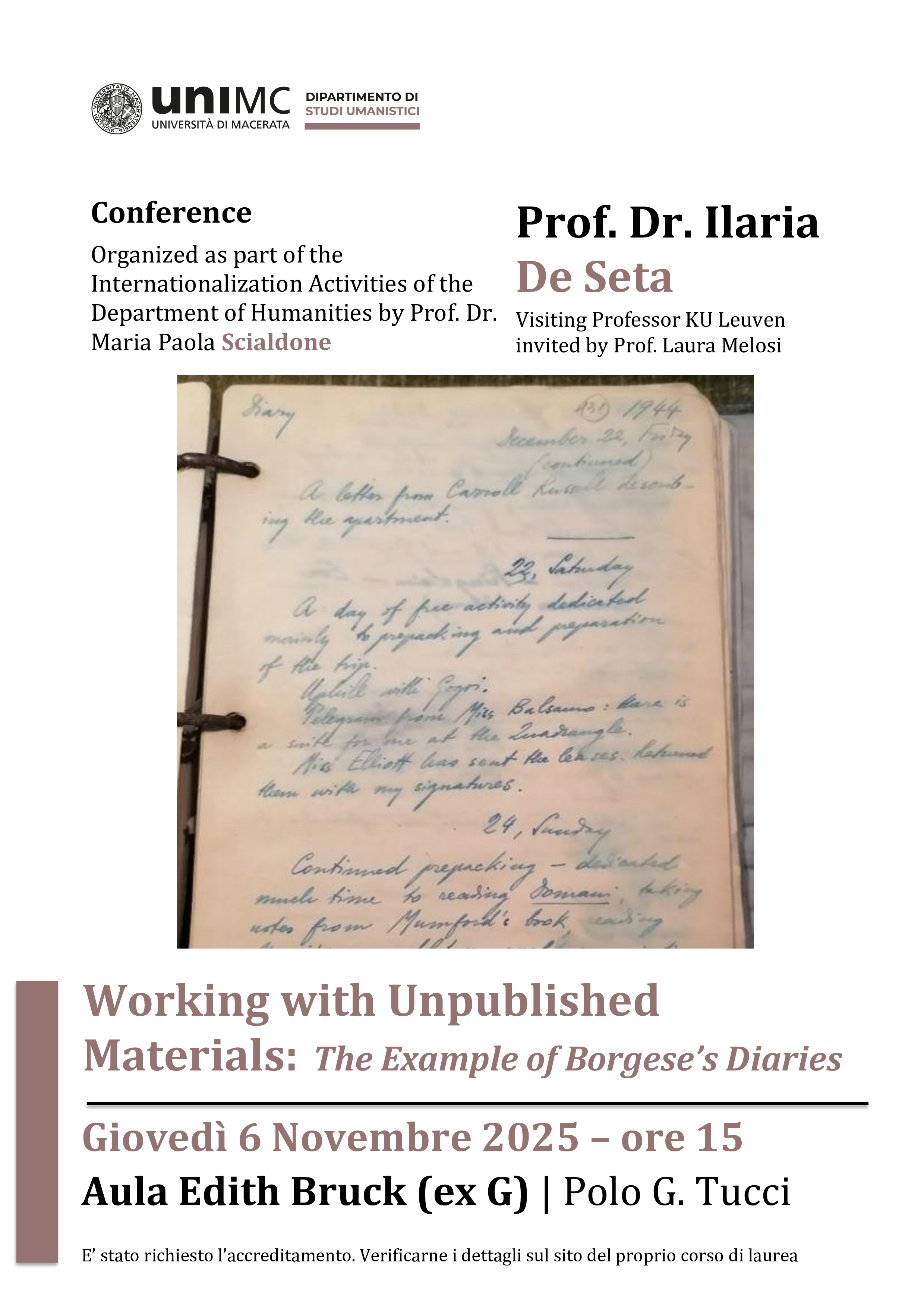 Università di Macerata: Working with Unpublished Materials: The Example ...
