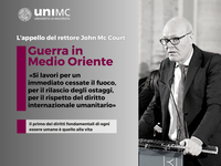 Guerra in Medio Oriente, l’appello del rettore John Mc Court